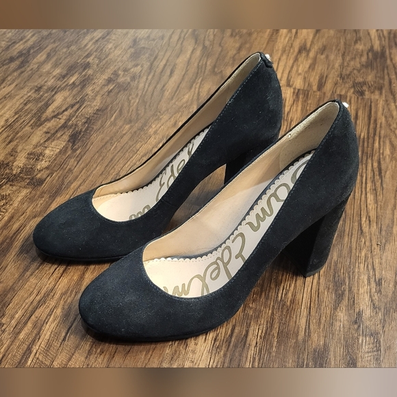 Sam Edelman Black Leather Stillsman Block Heel Pump Size 6 - Picture 2 of 9